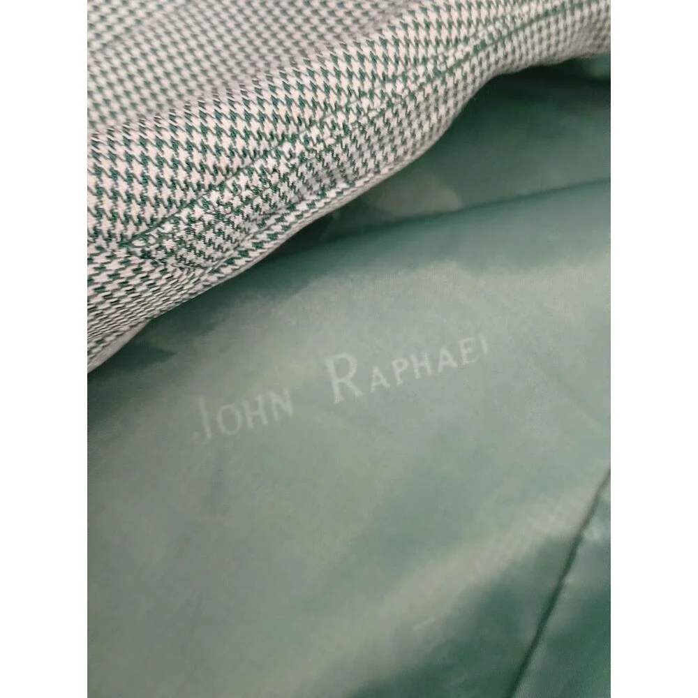 John Raphael Platinum Blazer Mens Green Houndstooth Sport Coat Sz 46R